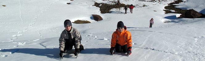 Paseo y practica en la nieve